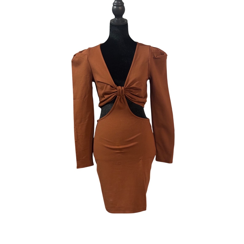 Socialite Brown Long Sleeve Cutout Mini
Dress S NWT